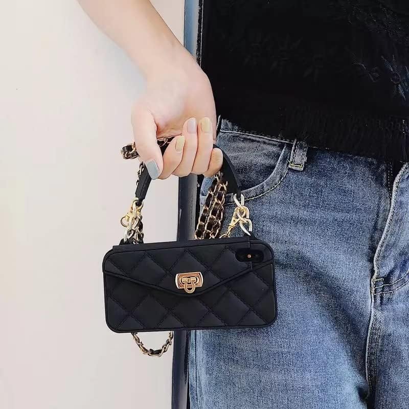 Yatchen Wallet Case for iPhone 15 Pro Max,Crossbody Phone Case with Lanyard Strap Cute Flip Credit Card Holder Soft Silicone Girls Lady Handbag Cover for iPhone 15 Pro Max Black - Image 4