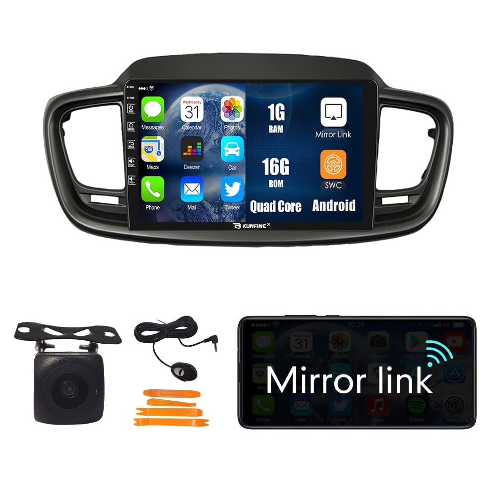 Kunfine Android Navigation Stereo GPS Radio Reverse Camera Display 10