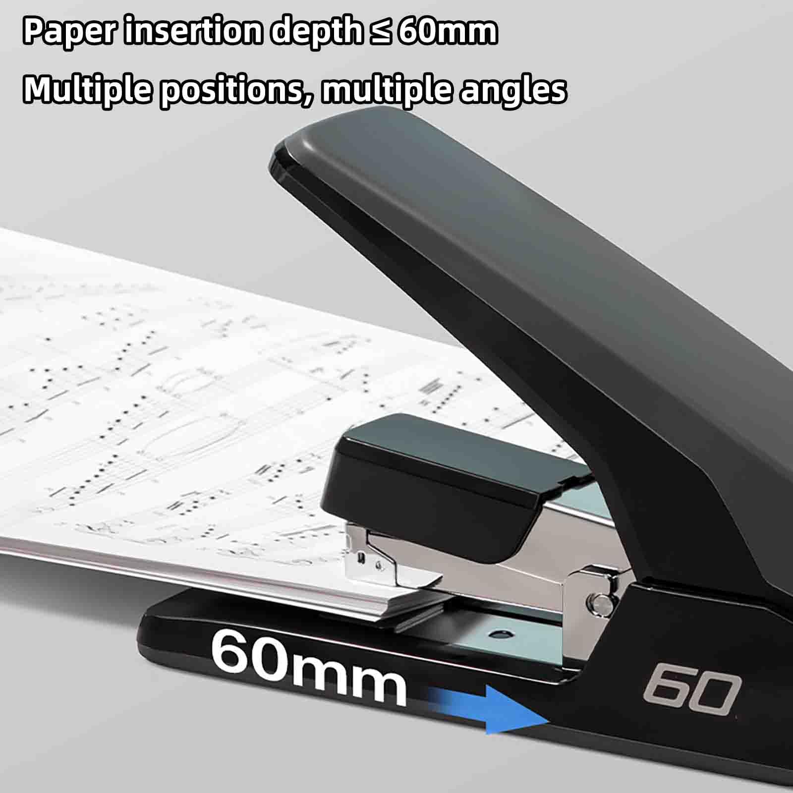 Tacker Büro Heftgerät Fassungsvermögen 60 Blatt Kompatibel Mit Heftklammern Der Größen 23/10, 23/6, 24/6 Und 24/8 (Black,215x59x150mm)