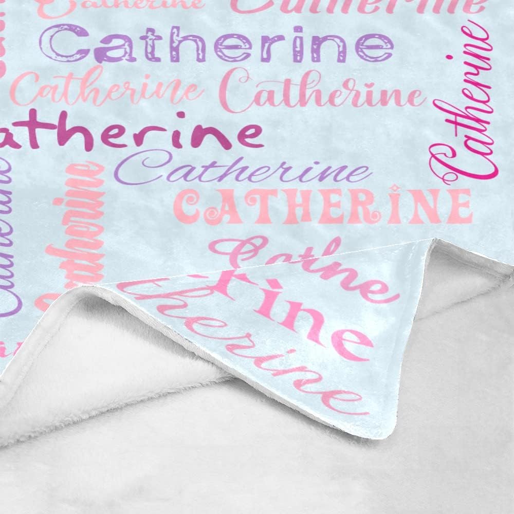 Custom Blanket with Name Customized Blanket Personalized Flannel Throw Blankets for Kid Women Men Christmas Birthday Mothers Fathers Valentines Day Gift (Light Blue, 40x50 Inch)