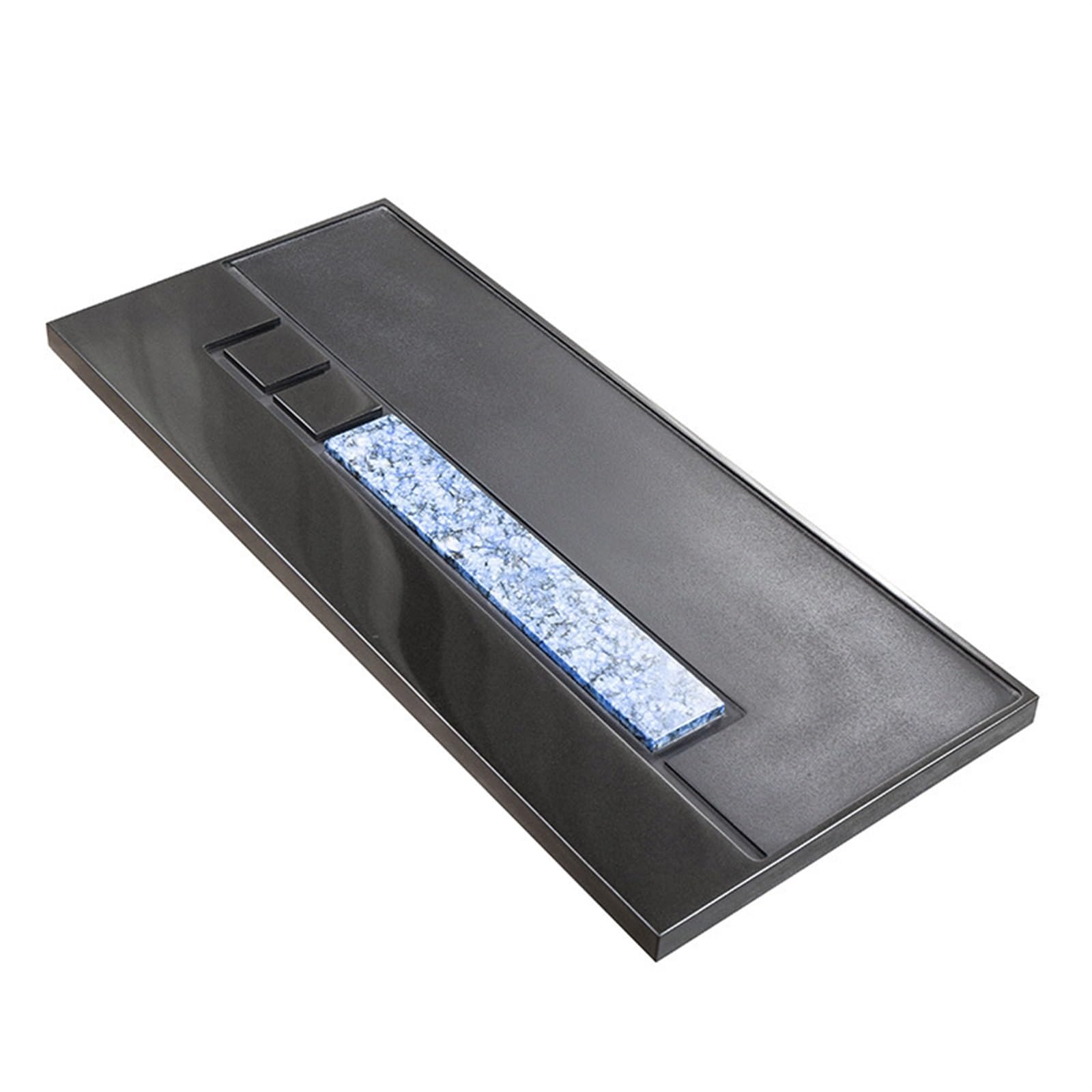 Plateau à thé de Table chinoise maison pierre incrustée d'ébonite entière naturelle Table à Thé pour la Maison Plateau à Thé(80x35x3cm)