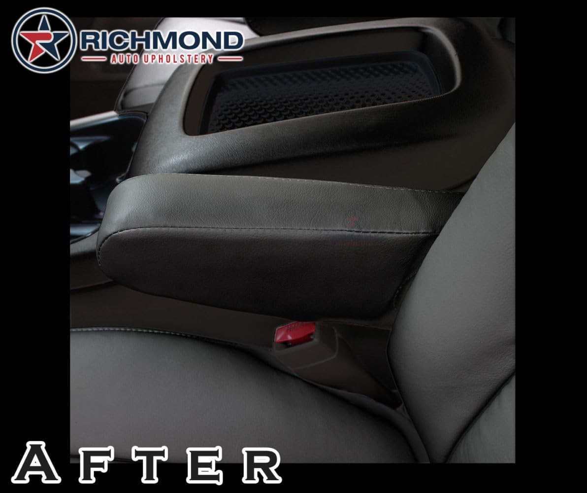 Richmond Auto Upholstery - Driver Side Bottom, Lean Back & Armrest Replacement Leather Seat Covers, Dark Gray (Compatible with 2003 Chevy Silverado 1500 LT LS)