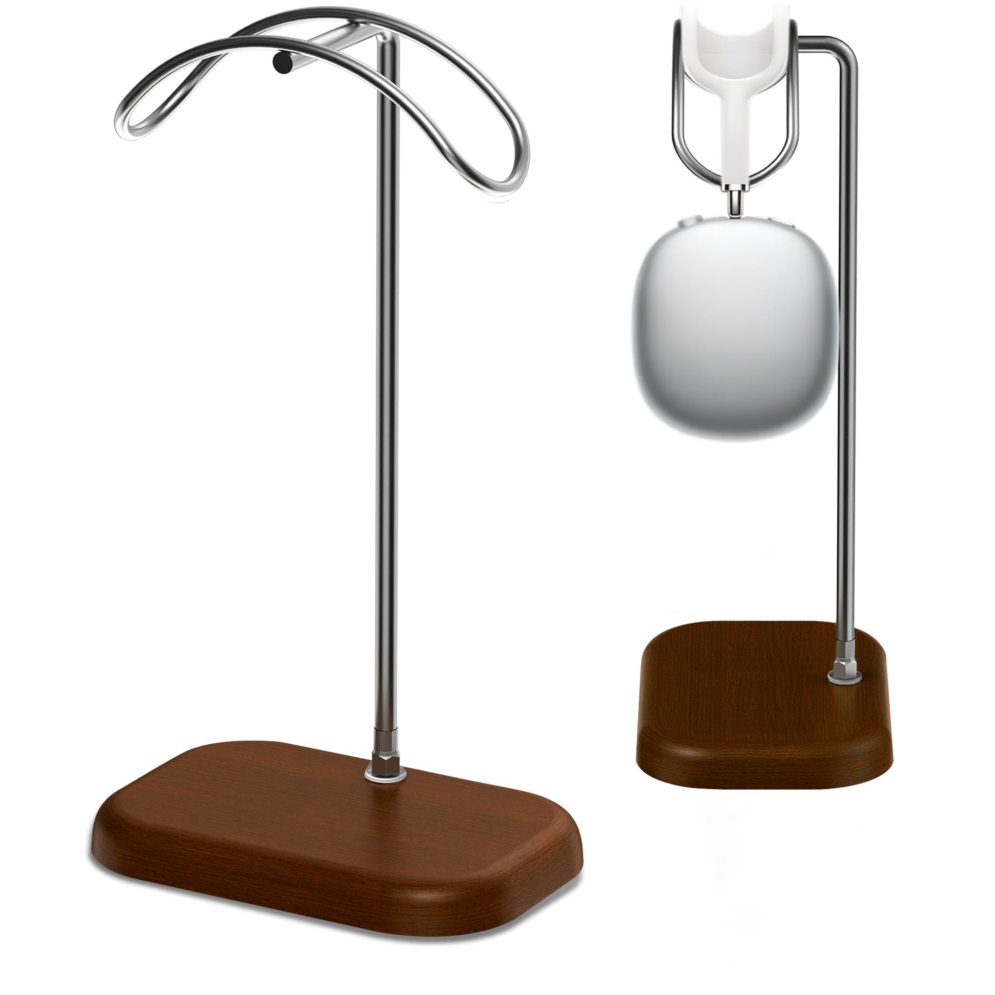 JE Walnut Headphone Stand for Desk- Universal Wood&Aluminum Headset Stand Metal Gaming Headphone Holder with Heavy Duty Base for AirPods Max, Xbox One