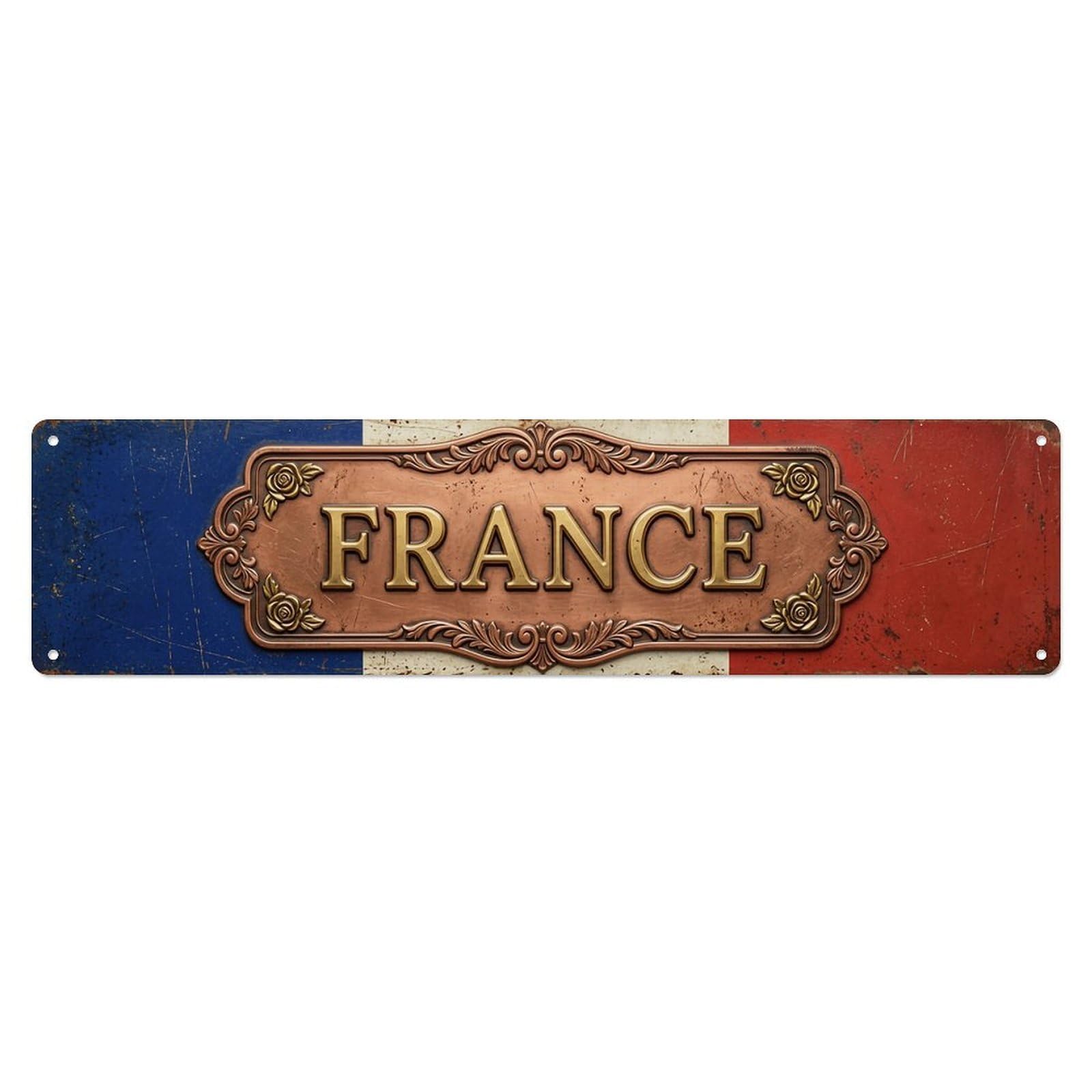 Okahys 4X16inch(10X40cm) French Flag Classic Symbol Vintage Metal Tin Sign