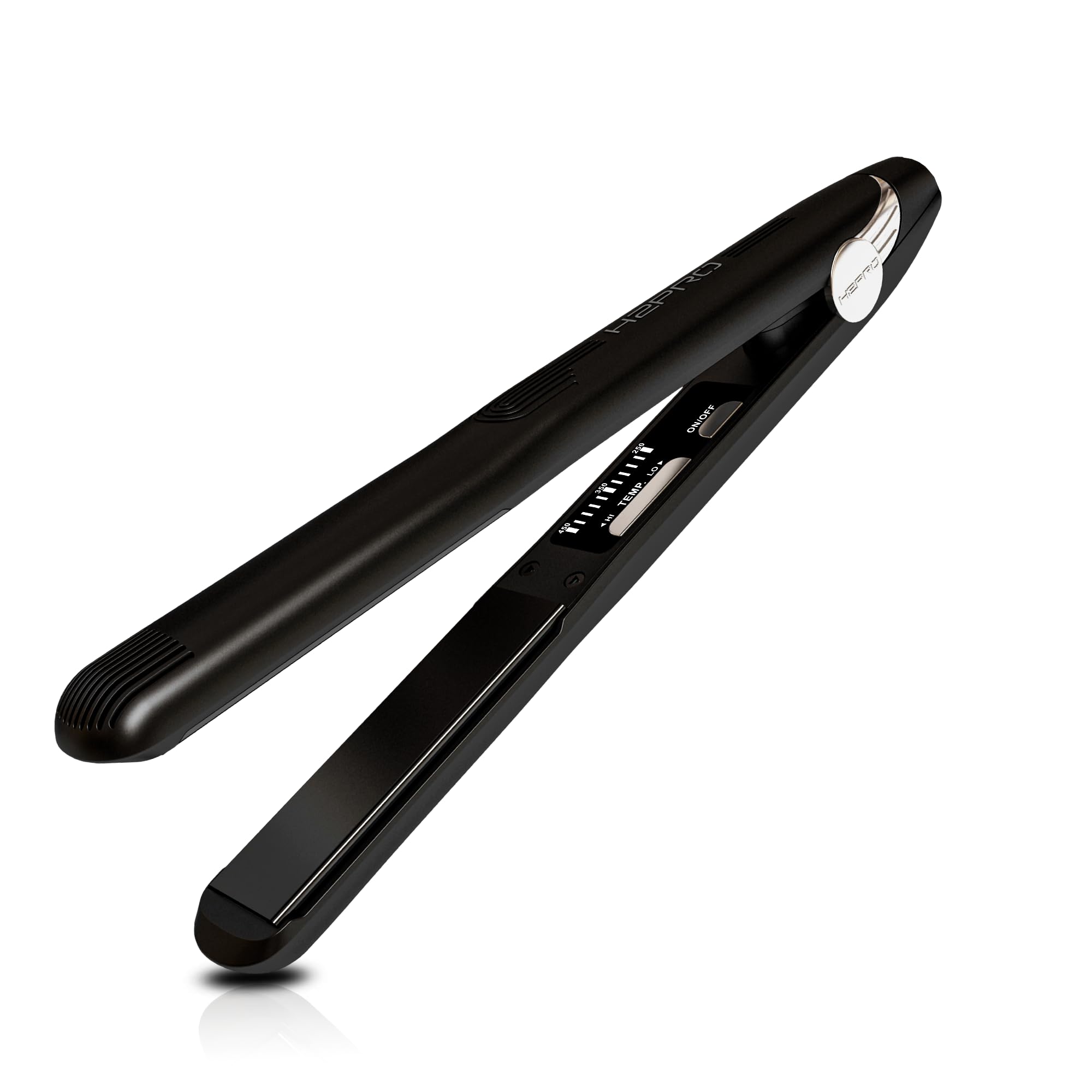 H2PRO Black Diamond 1 Inch Tourmaline Ceramic Straightening Iron - Cutting Edge Professional Flat Iron for All Hair Types