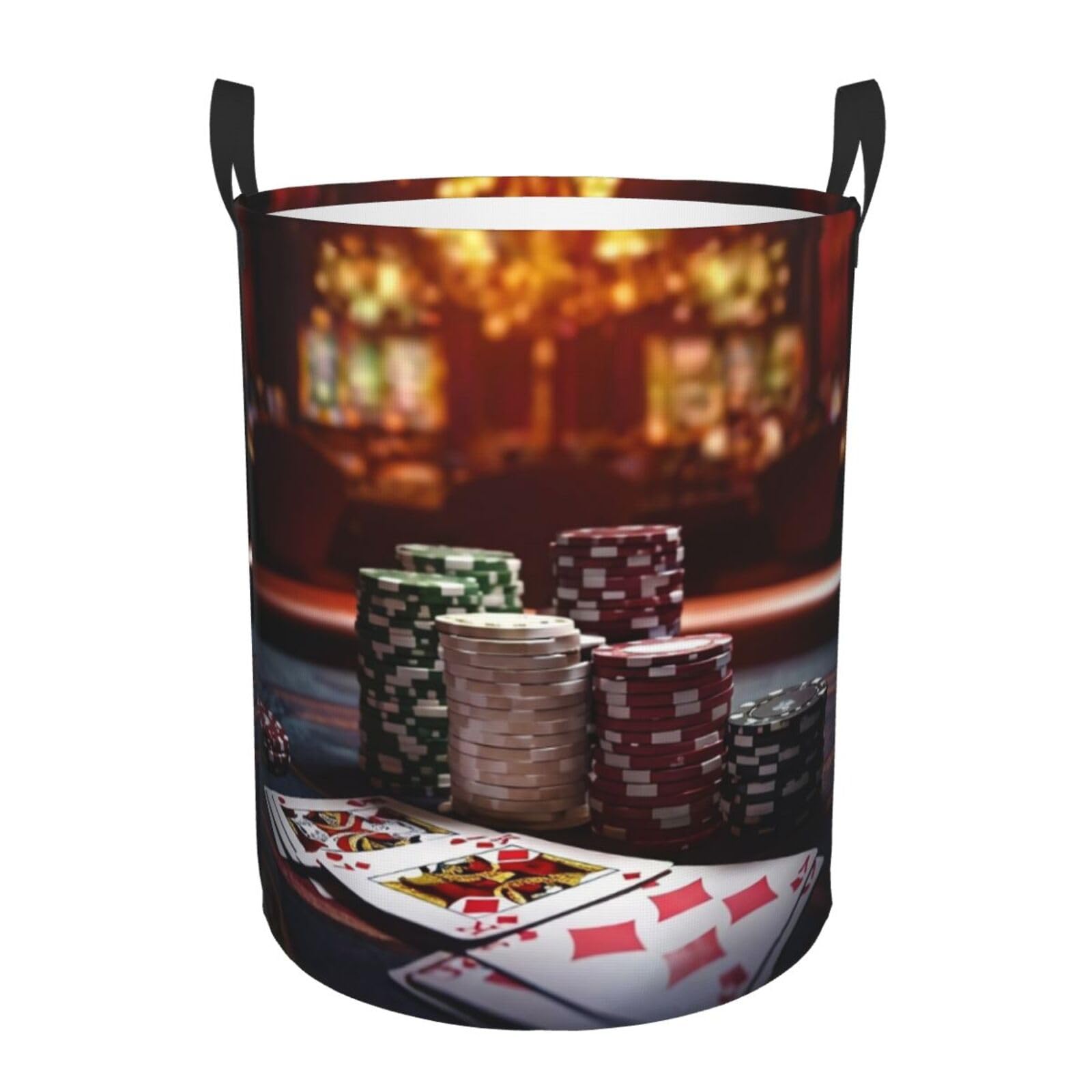 Laundry Basket Large Collapsible Laundry Hamper with Handles Poker Tournament Laundry Basket Waterproof Freestanding Dirty Clothes Hamper for Bedroom Bathroom Dorm