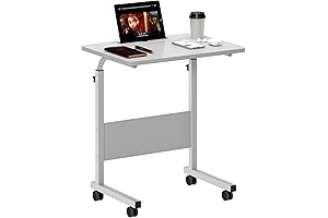soges Small Desk on Wheels: Portable Laptop Stand for Enhanced Workspace Flexibility