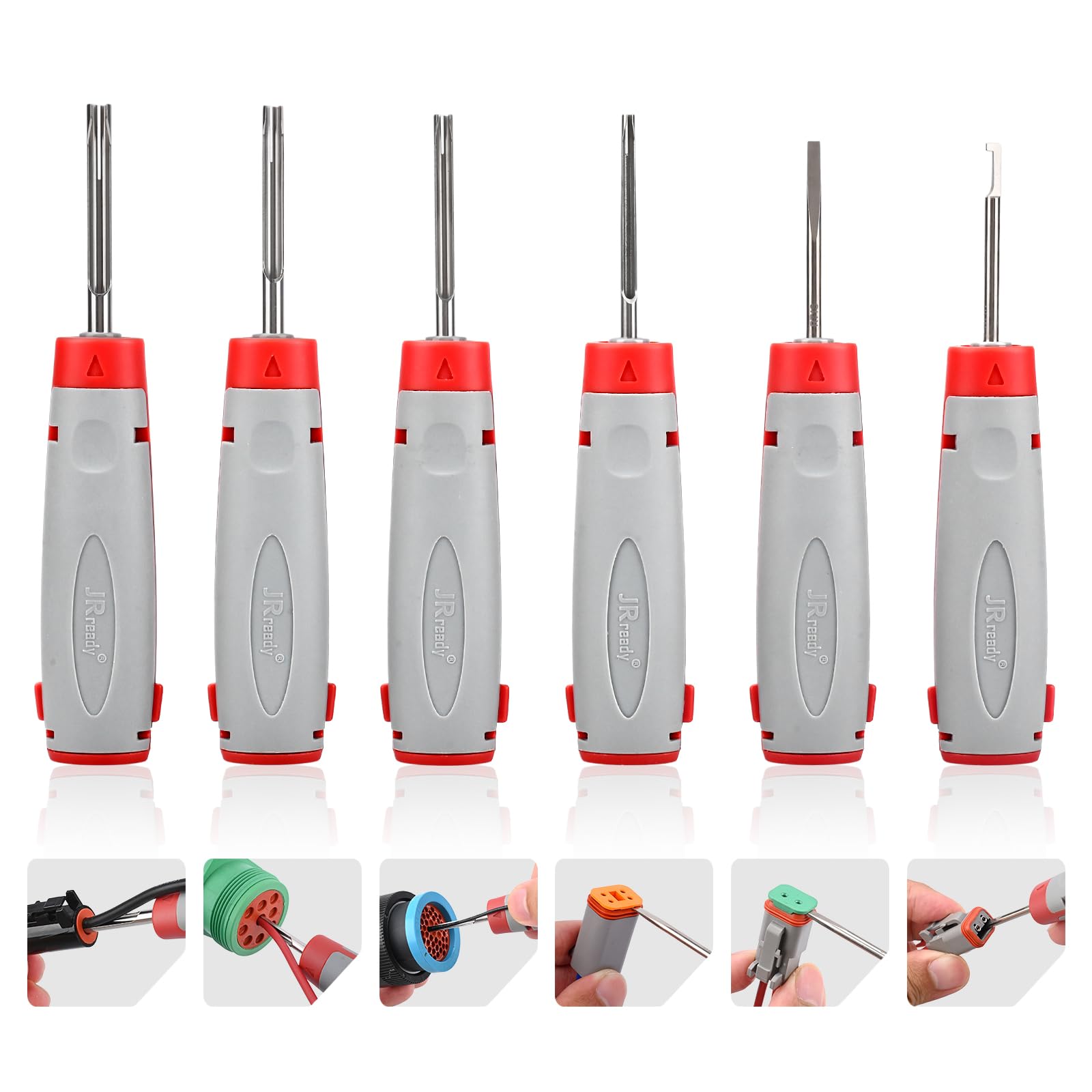 JRready 6Pcs Deutsch Pin Removal Tool for Pin Size 12 16 20 Wire 12-22AWG