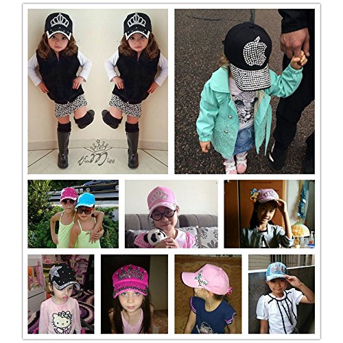 Girls Bling Rhinestone Baseball Cap Heart Shaped Snapback Sun Hat3