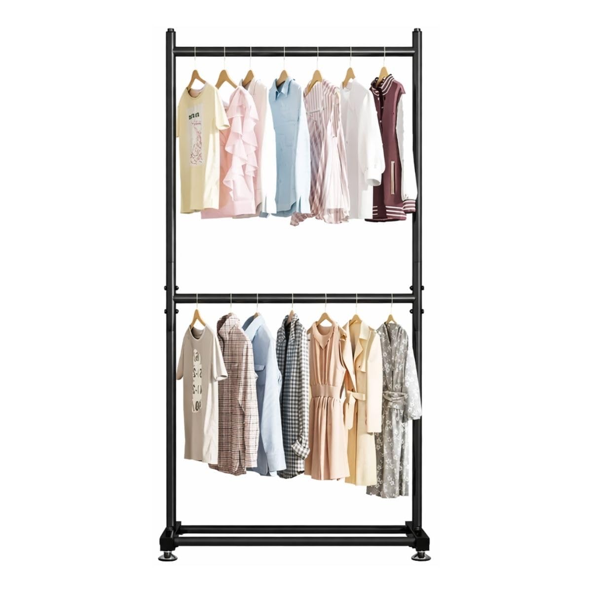 Practiksa Rack Perchero Doble Nivel Organizador para Ropa 100 X 160 Cm Color Negro