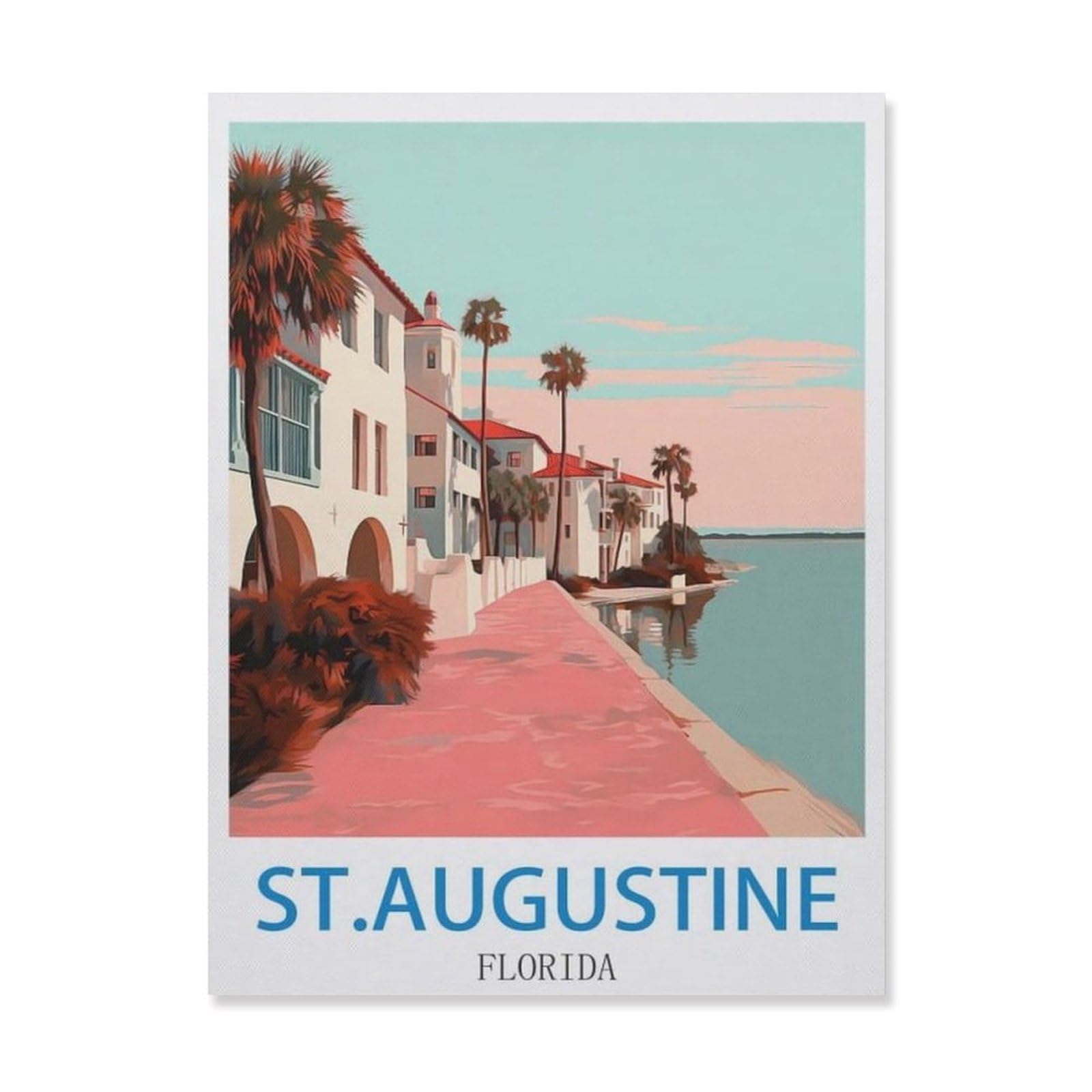 St.augustine Florida，Vintage Metal Tin Sign Retro Wall Art Decor House Plaque Poster for Home Bar Pub Garden Kitchen Coffee Garage Decoration(15x30cm）6x12 inch-EH79