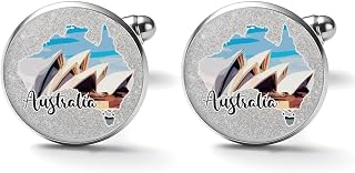Cufflinks for Men Anguilla Landscape Cuff Links Mens City Travel Landscape Shirt Mens Cufflinks City Scenery Skyscrapers Unique Downtown Shirt Tuxedo Gift For Dad Husband Boyfriend