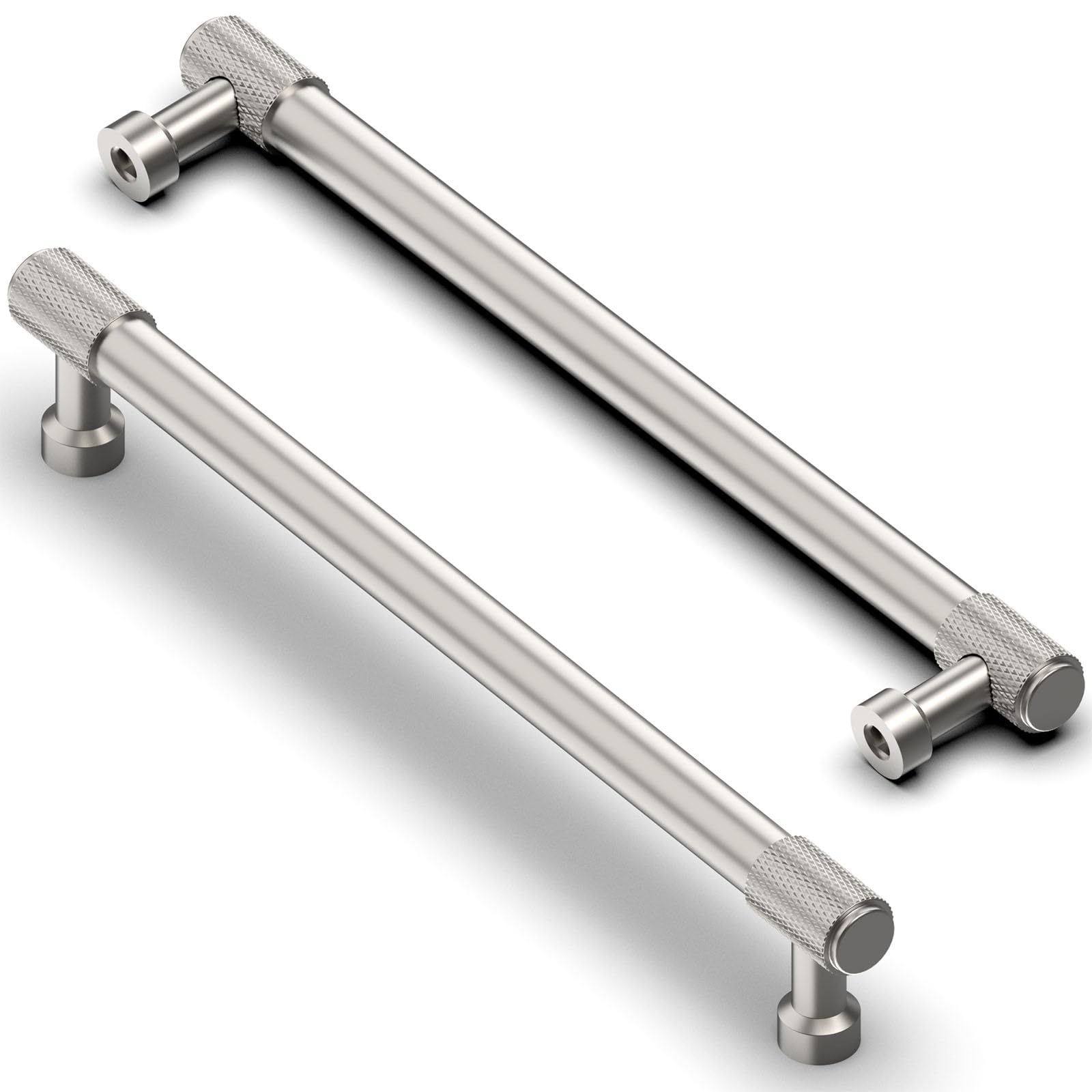 Asimerdeco 10 Pack Brushed Satin Nickel Knurled Cabinet Pulls 10 Inch(256mm) Kitchen Cabinet Handles Cabinet Hardware Drawer Pulls