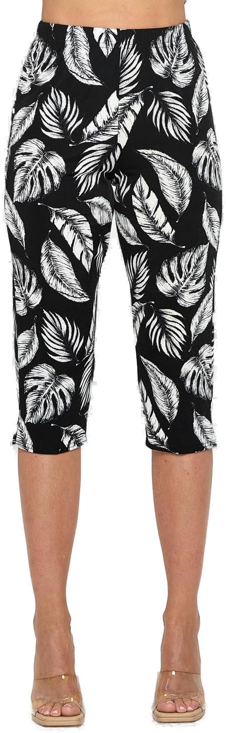 Jostar Stretchy Tank Capri Pant Set Print-9002BN-TRP1-W388 Black