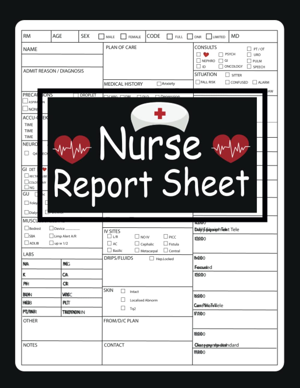 Buy ICU Nurse Report Sheet Log Book Organizing Notes and Shifts