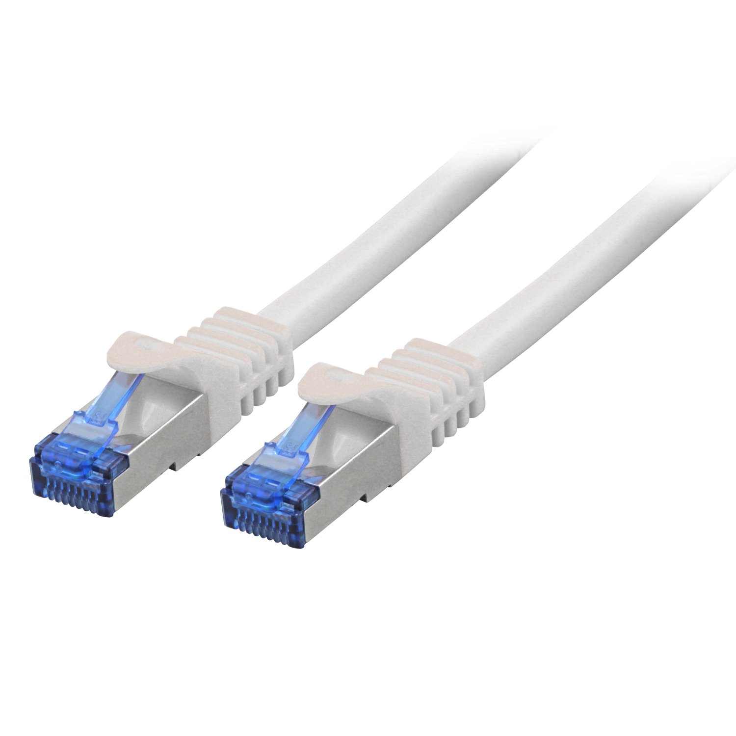 BIGtec 0.15 m CAT.7 Patch Cable Network Cable Gigabit Patch DSL LAN Ethernet Cable White Copper Cable Double Shielded RJ45 Connector Cat-7 S/FTP PIMF