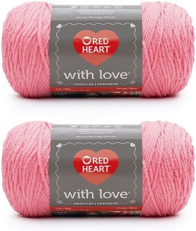 Red Heart with Love Bubblegum Yarn - 2 Pack of 198g/7oz - Acrylic - 4 Medium (Worsted) - 370 Yards - Knitting/Crochet