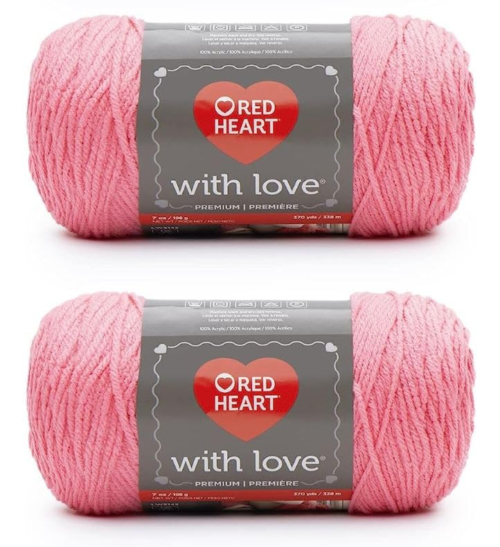 Red Heart with Love Bubblegum Yarn - 2 Pack of 198g/7oz - Acrylic - 4 Medium (Worsted) - 370 Yards - Knitting/Crochet