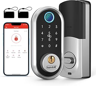 Fingerprint Door Lock - Hornbill Smart Lock Keyless Entry Door Lock for Front Door - Electronic Digital Keypads Deadbolt Lock - Auto Lock App Code Alexa Fobs for Airbnb Home Office - Silver