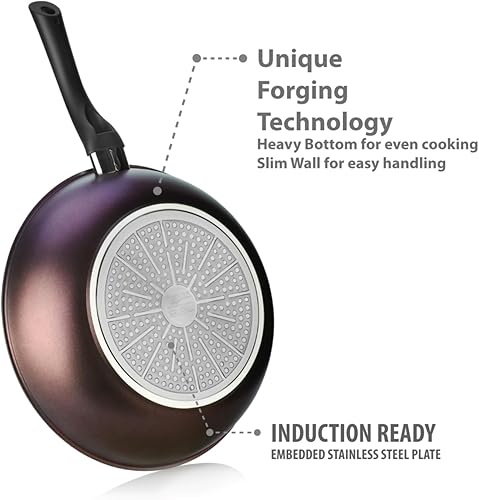 Miniatura 4 de Sartén de colección TeChef, recubierto con 5 capas de teflón antiadherente (libre de PFOA), púrpura, (Aubergine Purple)