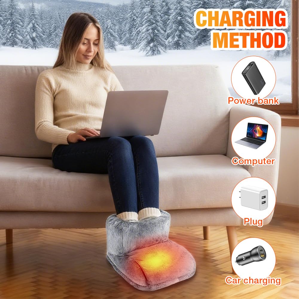 Calentador de Pies Electrico, Calienta Pies Electrico, Funda Eléctrica para Pies, 3 Niveles de Temperatura, para Invierno, Oficina en casa, Gris