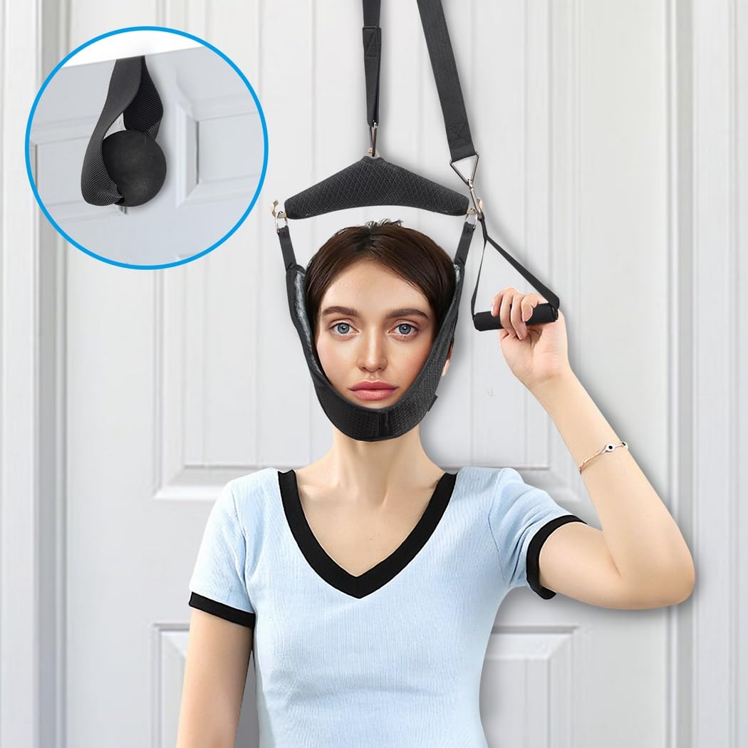 Chewtoyo Neck Decompression Tension Strap, Cervical Neck Traction Device Neck Stretcher Over Door, Reduce Back Pain, Muscle Stiffness, Neck Pain, Stretching Hammock Arthritis for Home Use