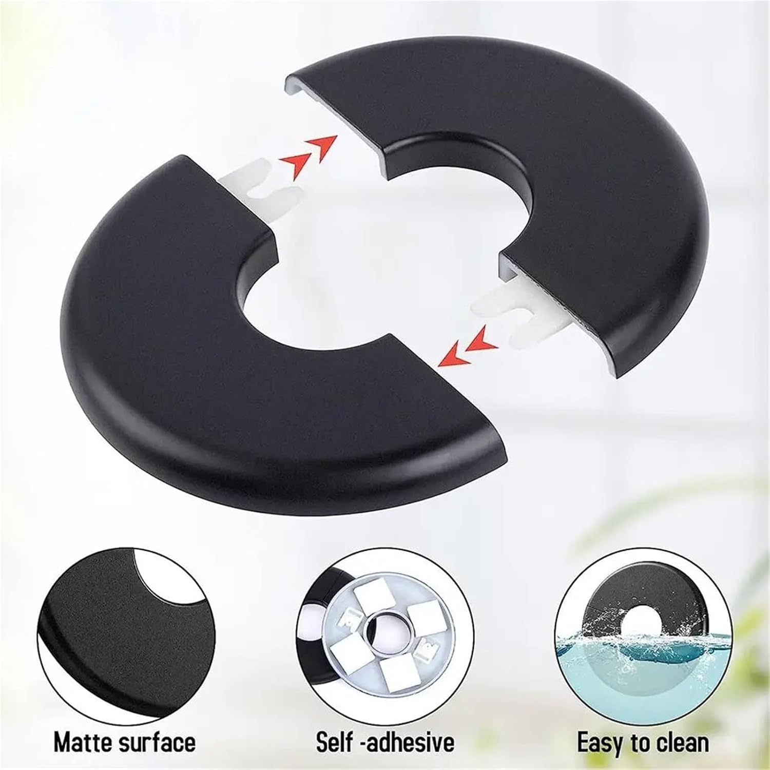 Versatile Plumbing Cover Plates,20pcs Useful Shower Faucet Black Decorative Round Pipe(Black-33x95mm)