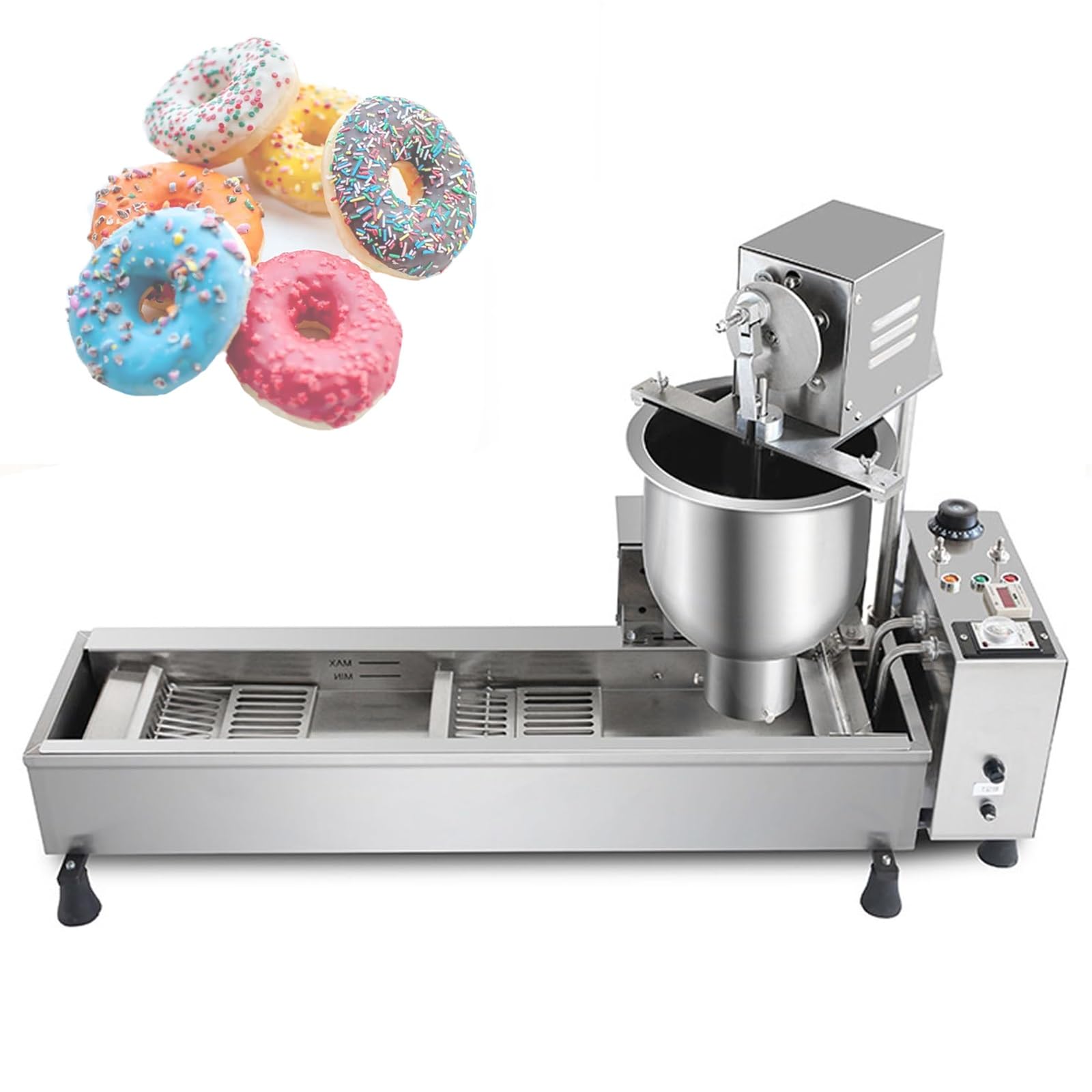 AYCDL Automatic Donut Maker Machine, 7L Hopper, Stainless Steel Auto Fryer with 3 Molds for Restaurant, Bakery, Party, Dessert Shop