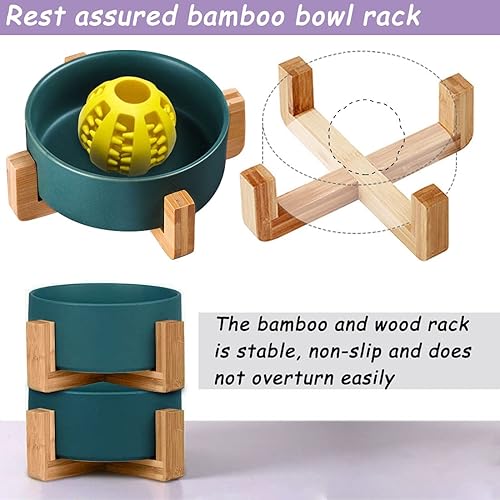 Miniatura 7 de Petygooing Juego de 2 cuencos de cerámica para perros y gatos con soporte, cuencos pequeños para perros y agua, bonito y moderno juego de 2 platos