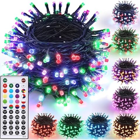 Joomer Color Changing Christmas Lights, 66FT 200 LED RGB Xmas Tree Lights with Remote Outdoor Christmas Lights Mini Christmas Tree Lights Indoor Plugin Xmas Lights for Halloween Christmas Decorations Cover