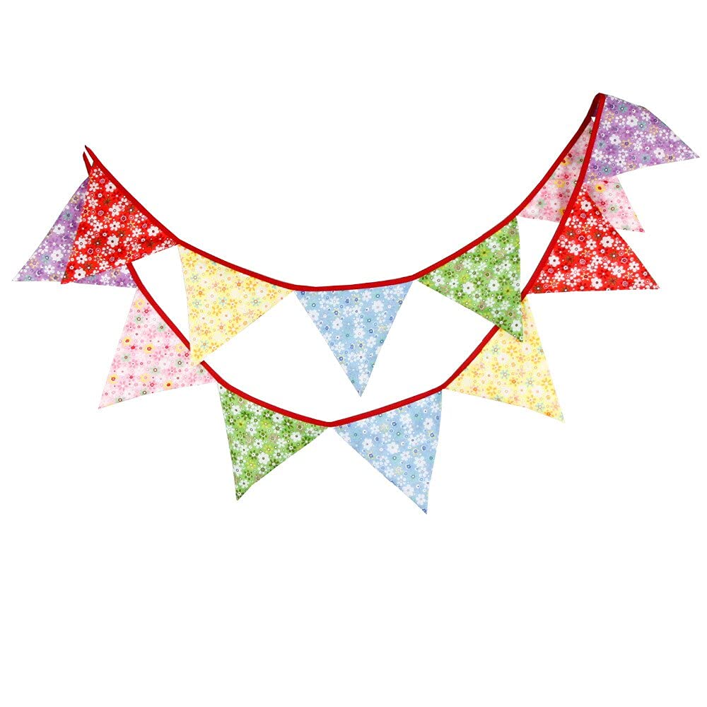 Die Herbstflagge, Wimpelkette aus Stoff mit Regenbogen-Aufdruck, 12 Stück, 3,2 m, mehrfarbig, Party-Dekoration(No077)