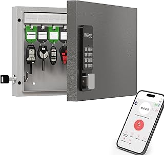 WeHere Schlüsselkasten mit 16 Schlüsseln, intelligenter Wandhalterung, Schlüsselschrank mit Schlüsselanhänger, OTP/APP/Festcode-Entsperrung, Sicherheitsaufbewahrung, Schlüsselverwaltung für Haus,