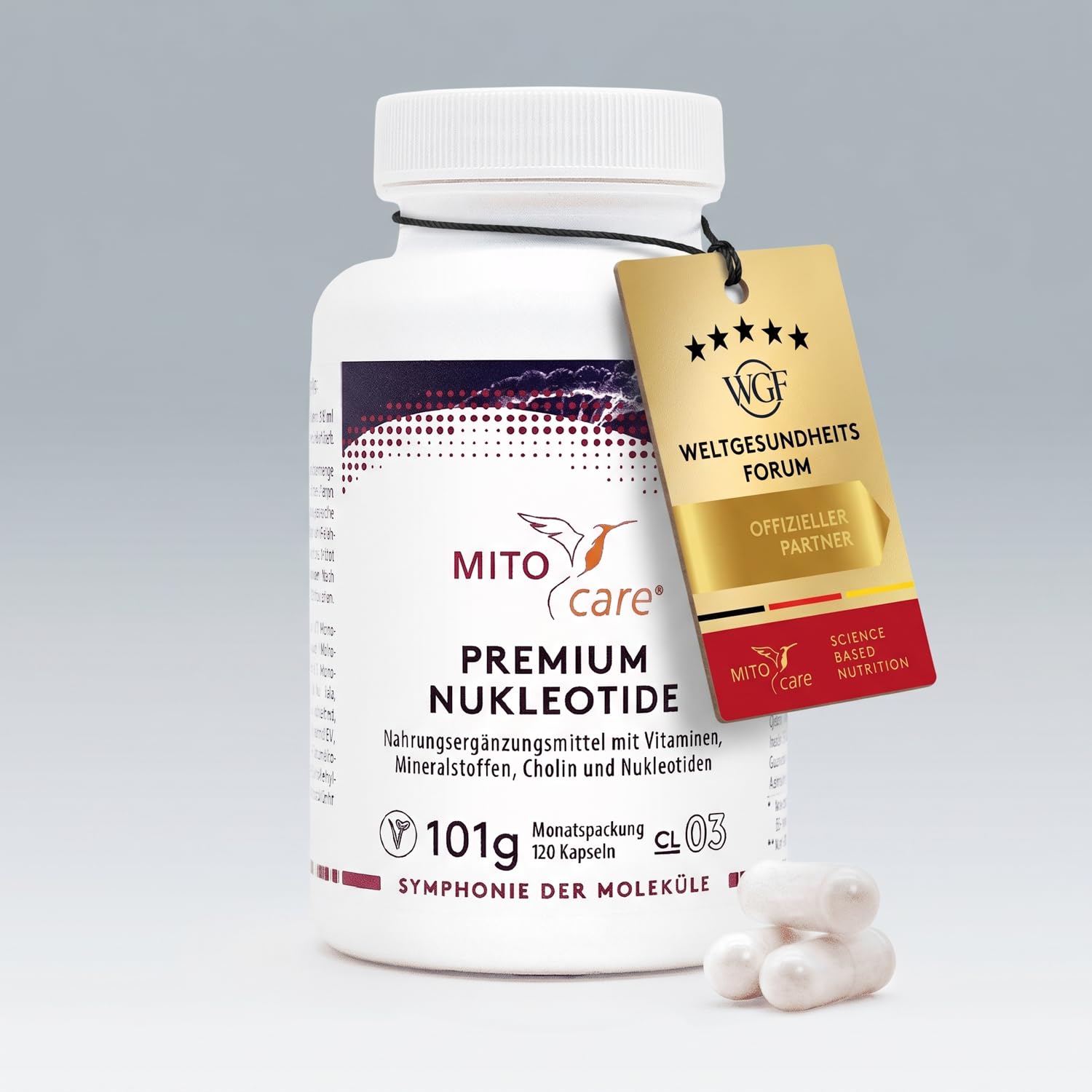 MITOcare Premium Nukleotide - Zink fördert die Zellteilung - Kann auf natürliche Art und Weise den körpereigenen Stoffwechsel anregen - Vorratspack mit 120 Kapseln, ausreichend für einen Monat