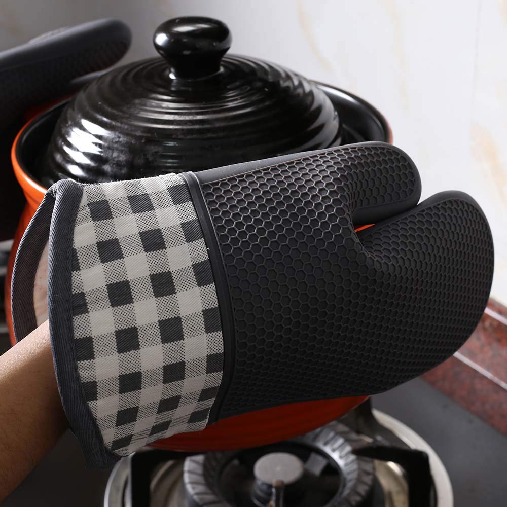 Guanti In Cotone Guanti Da Forno In Silicone, Resistenti Al Calore, Guanti Da Cucina Antiscivolo Per Cucinare, Cuocere Al Forno, Microonde, 1 Paio (nero) | Leroy Merlin Presine Da Cucina