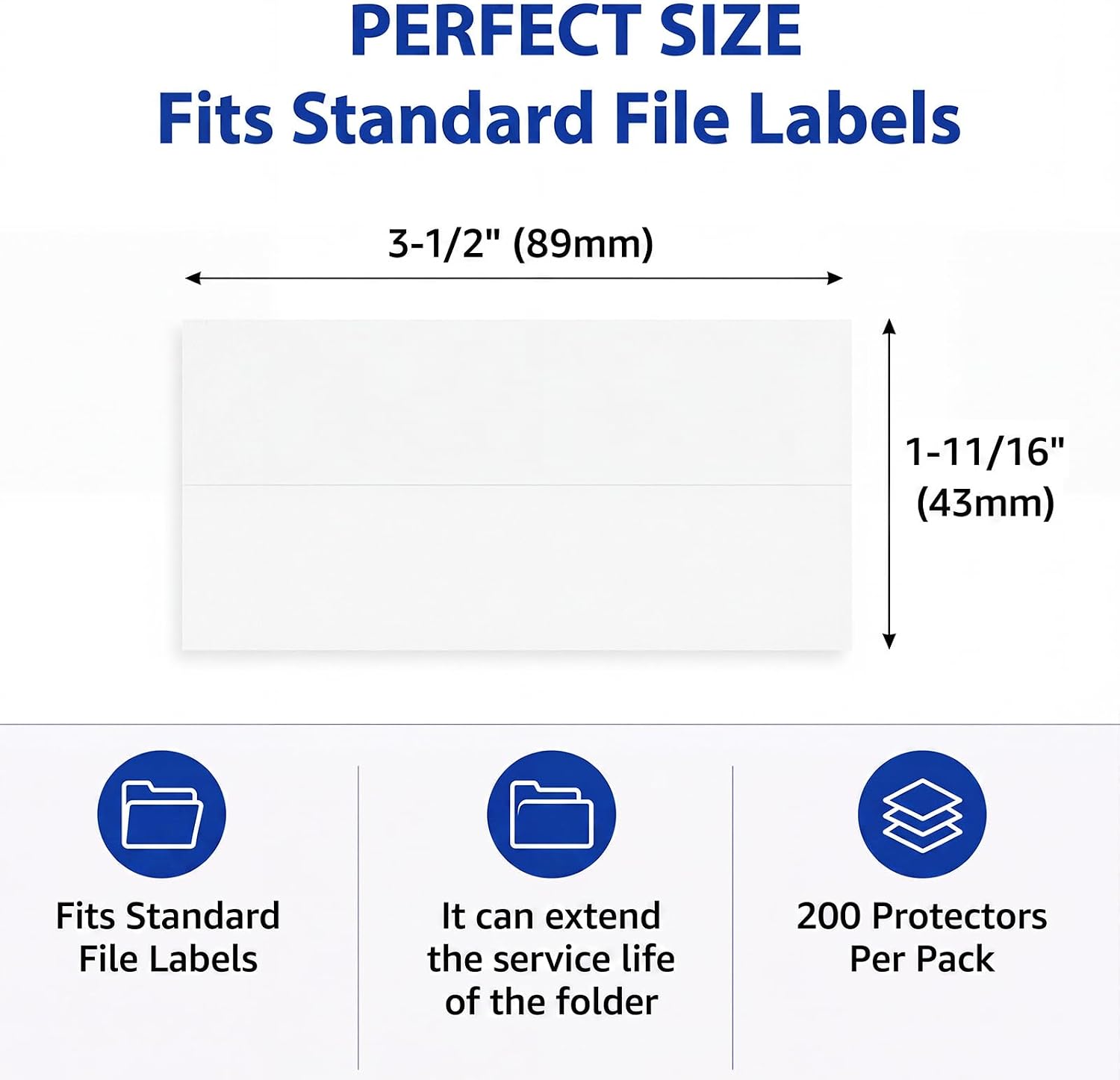 MotiMind 200 Pack File Folder Clear Label Protectors 3-1/2"W x 1-11/16"H image 2