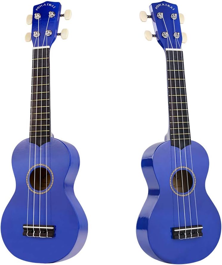POMAIKAI Soprano Ukulele for Beginners, Ukelele 21" Beginner Instrument for Adults Wood Guitar Small (Dark blue)