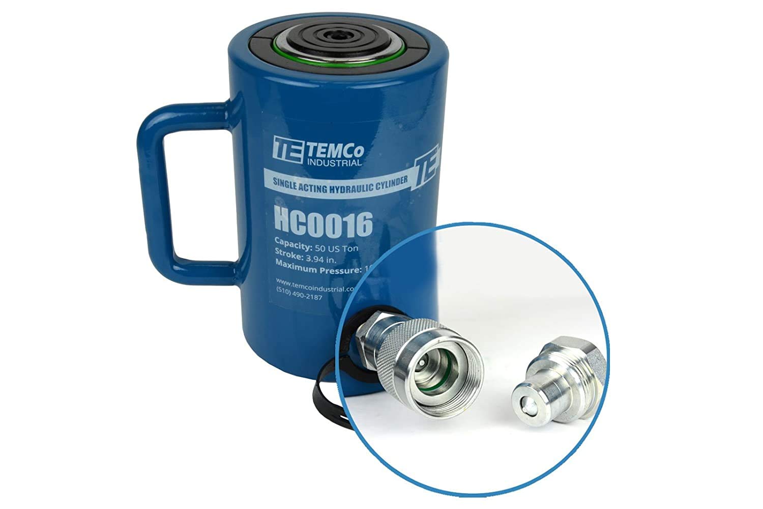 TEMCo HC0016 - Hydraulic Cylinder Ram Single Acting 50 TON 4" Inch Stroke (Optional Tonnages Availiable)