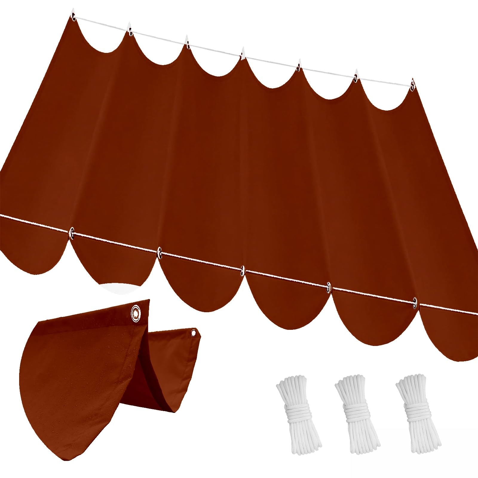 Toldo Retráctil de Onda 100 x 1500 cm con Ojales y Cuerda, Vela Sombra Impermeable y Rectangular con Bloqueo UV y Resistencia a Desgarros para Terraza Jardín Balcón Pérgola, Rojo óXido