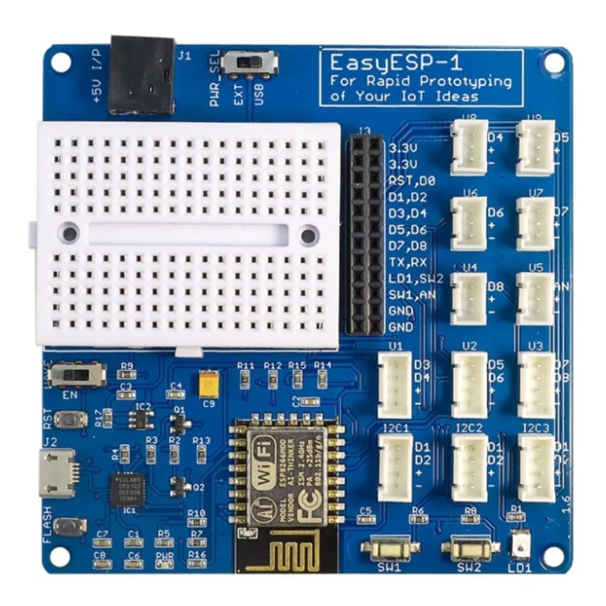 Image of Robocraze ELECROW EasyESP-1: Rapid Prototyping WiFi ESP8266 Experimenter Board - Easy Programming, GPIO Access, Breadboard