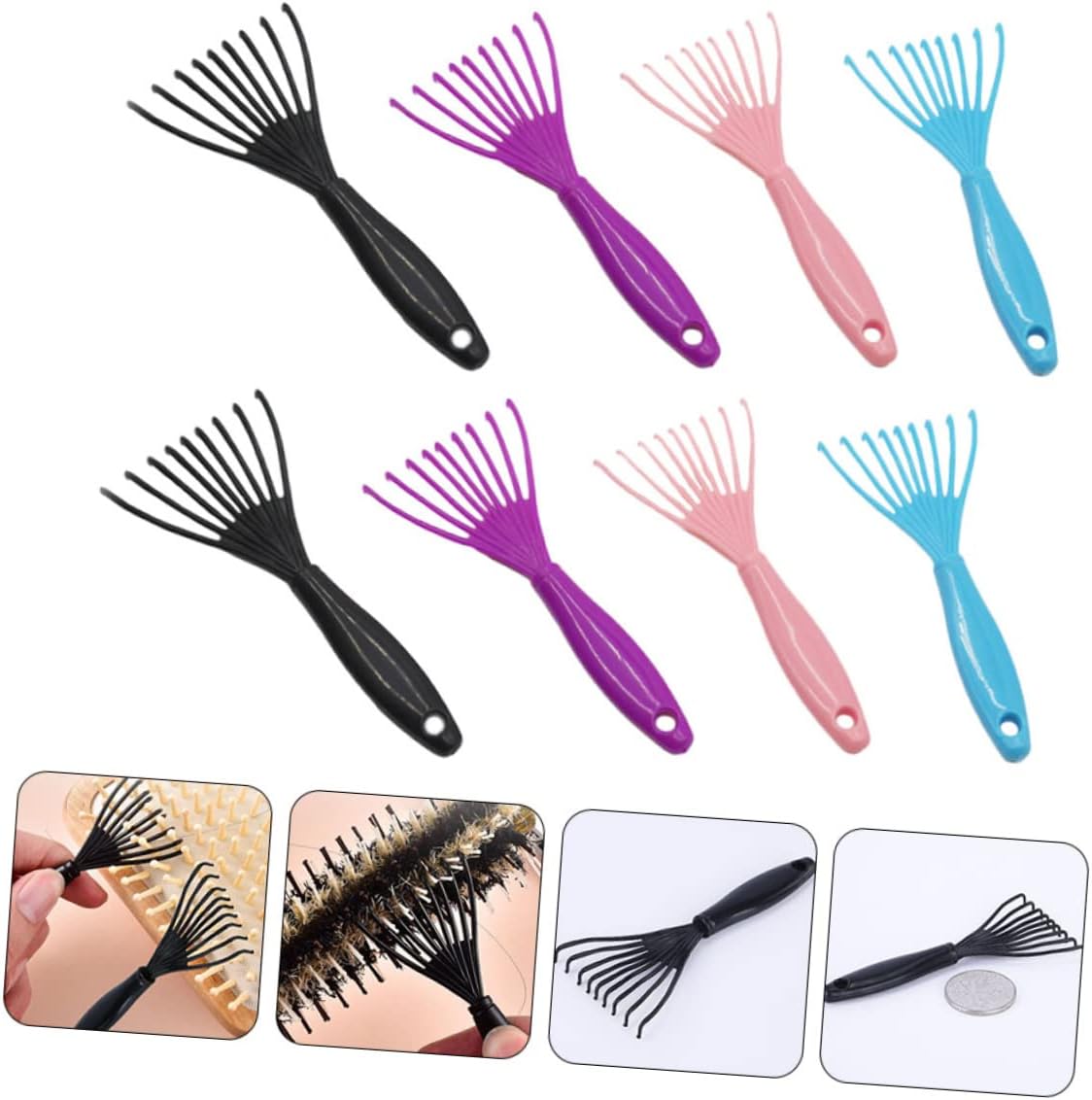 Beavorty 8pcs Hair Brush Cleaner Comb Claw for Oil Hair Scalp Material Brush Cleaner Tool Random Color