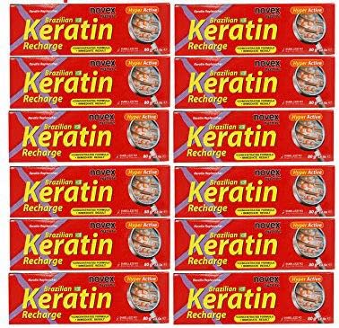 Brazilian Hair Tratment Keratin Recharge (Recarga de Queratina) by Embelleze 2.82 oz (12Pack) & Loofah pad