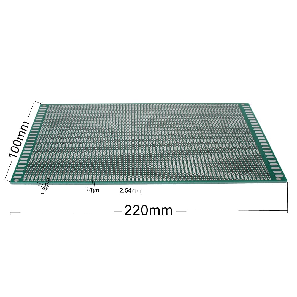 Heyiarbeit Dwustronna płytka PCB ocynowana otwory przelotowe uniwersalna płytka drukowana do samodzielnego lutowania projektów elektronicznych, 5 szt., 10 x 22 cm, obwód testowy