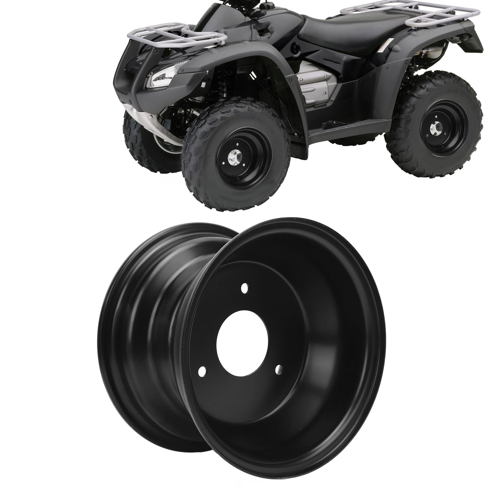 SIXRUN Jante en Alliage d'Aluminium 16x8.00-7, 7 Pouces, Noir, pour VTT, Go Karts, Chariots, Espacement des Trous 78mm