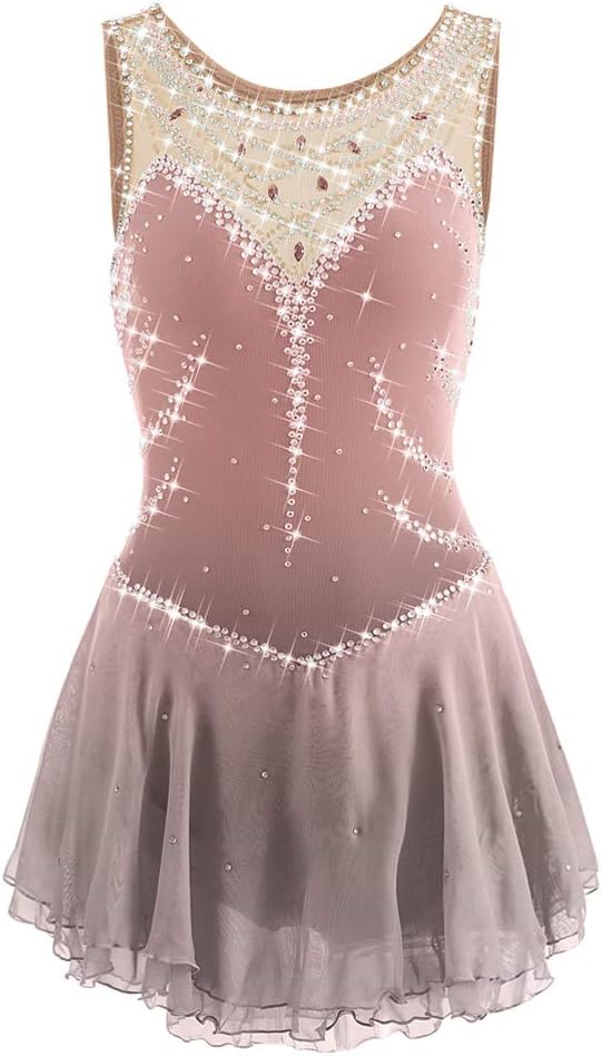 Women's Sleeveless Figure Skating Competition Dress Girls' Ice Roller Skating Costume Gymnastic Leotard Wear