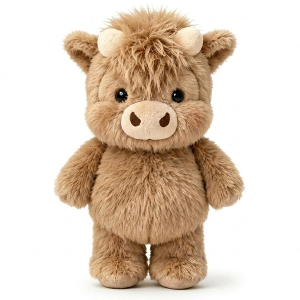 Highland Cow Plush Toy, Soft Highland Cow Squishy Weighted Teddy, Running Cow Plush & Capybara Plushie, Cute Cow Teddy Plushies for Kids & Adults, Cozy Weighted Stuffed Animal Gift (Brown)