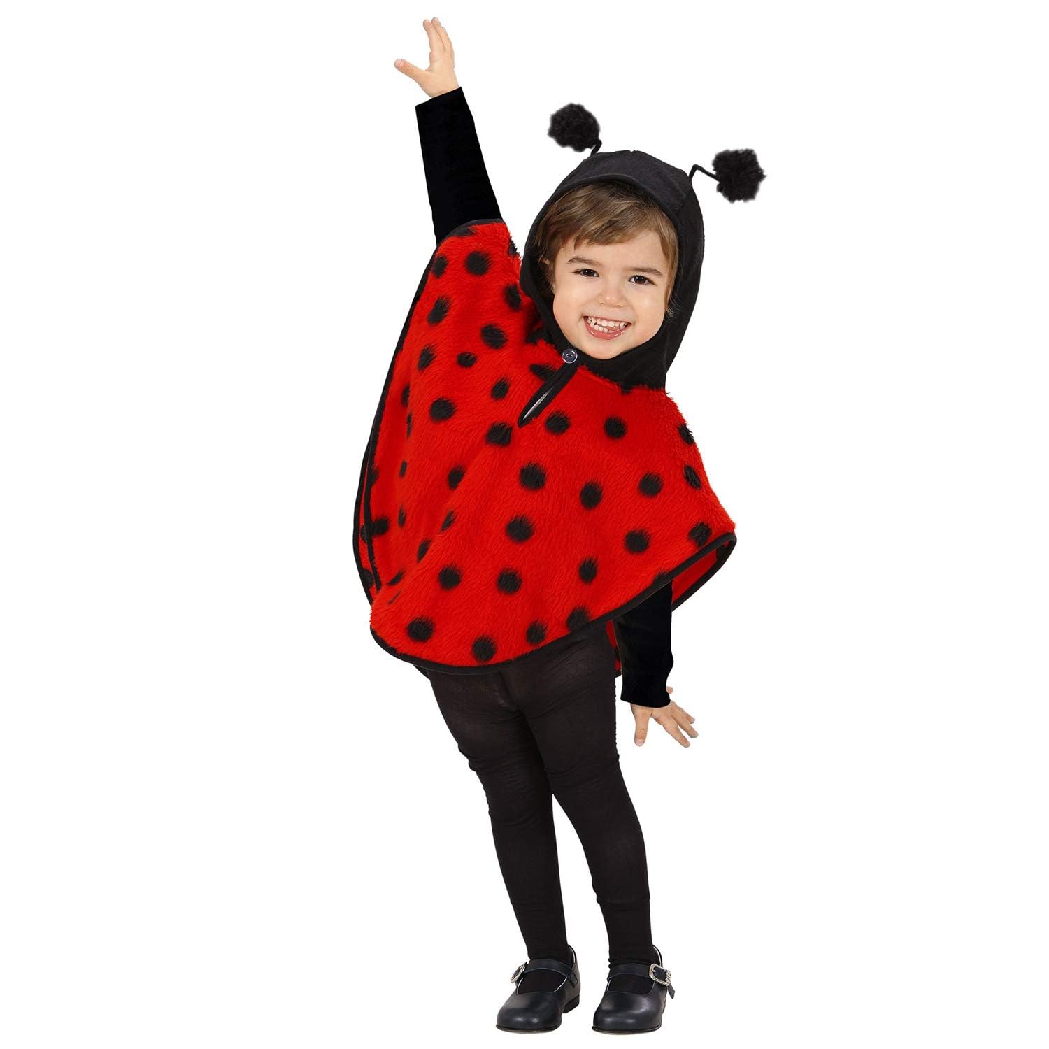 Widmann - Children's ladybird costume made of plush, poncho with hood, carnival, theme party