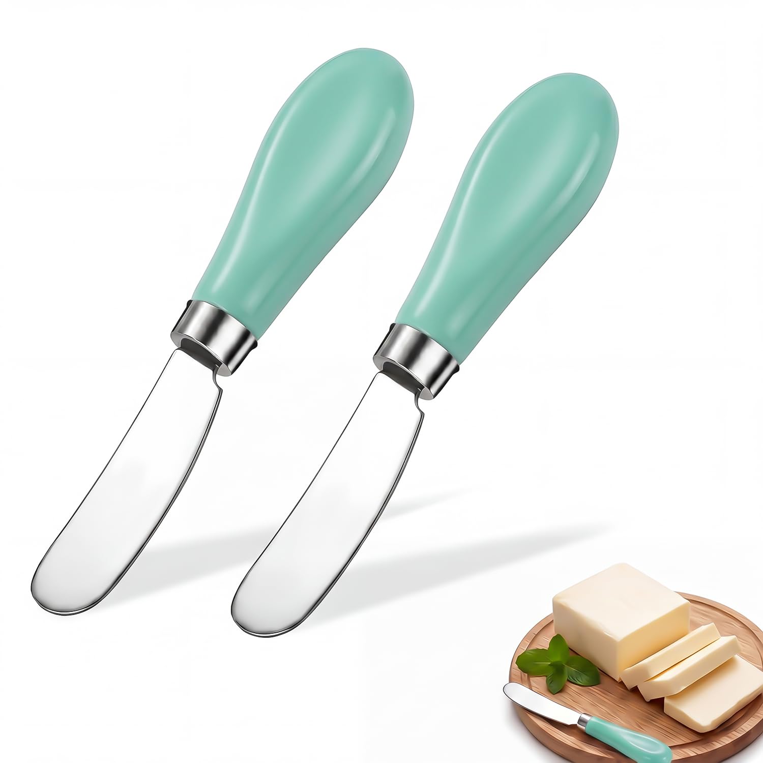 Homzixt 2Pack Ceramic Handle Stainless Steel Butter Knife, Dishwasher Safe — image 1