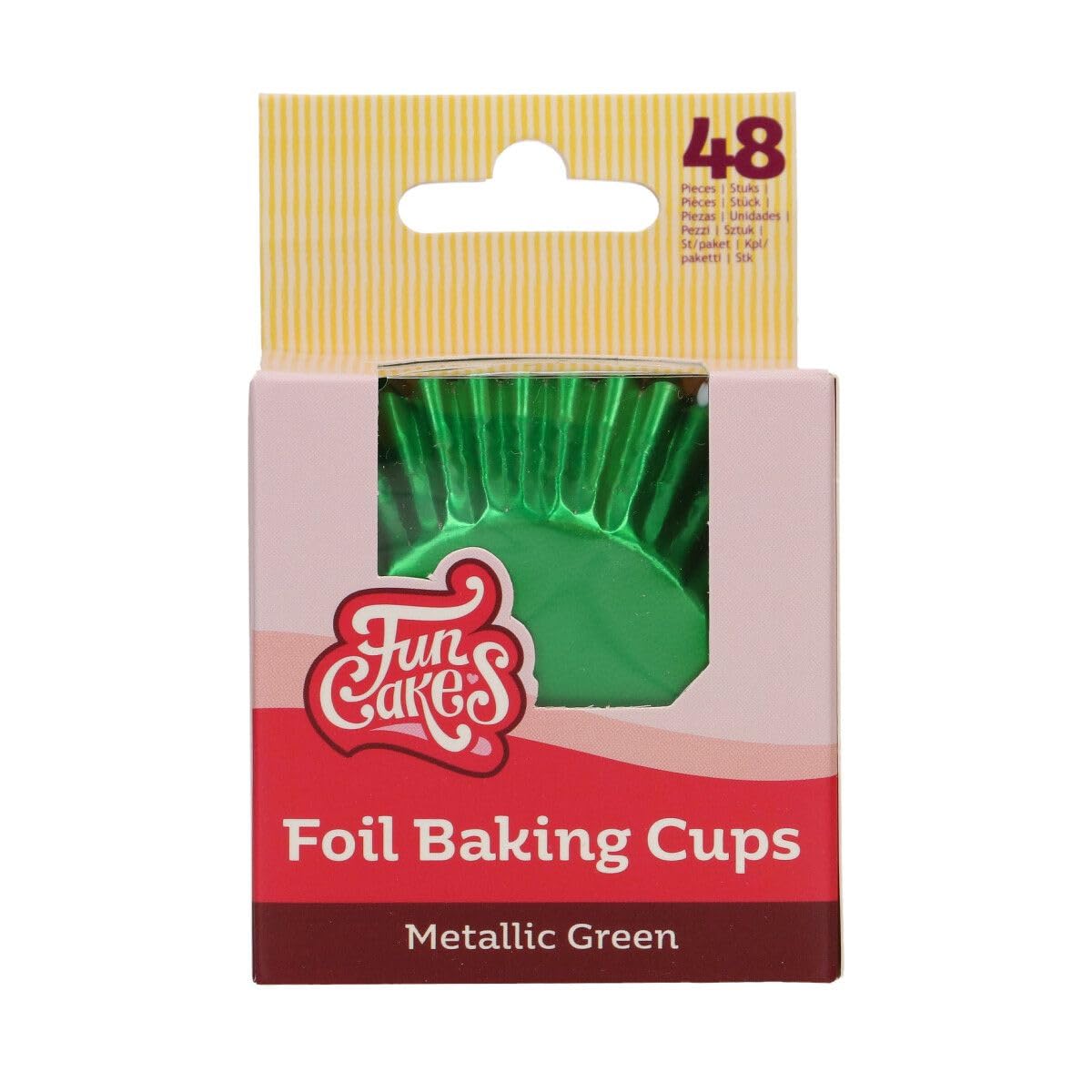 FunCakes Foil Baking Cups Metallic Green, Cupcake Cases for Baking Greaseproof Baking Cups Firm Foil Paper for Cupcakes, Muffins, Brownies and More, 48-Piece