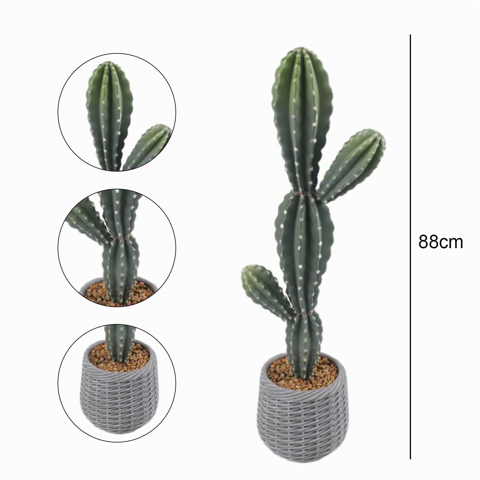 Cactus artificiel - 88 cm - Plantes de cactus artificielles - Grande taille - Euphorbia Acrurensis - Très facile d'entretien - Plante artificielle en pot - Décoration pour la maison, le jardin, le