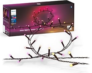 Philips Hue Guirnalda Festavia, Luz Blanca y de Colores, Regulable, 500 Micro LEDs, 40 m, Resistente al Agua, Compatible con Amazon Alexa, Echo, Echo Dot